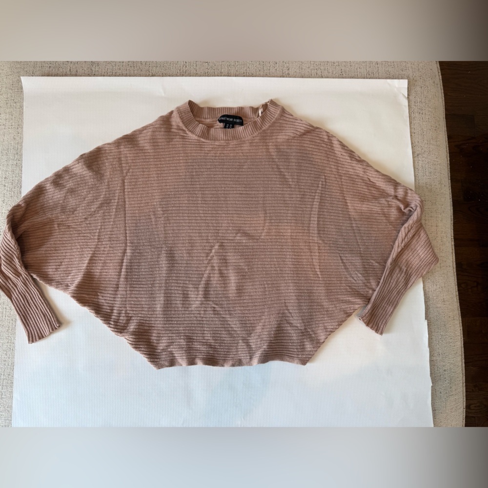 Streetwear Society Ribbed Knit Top in Beige